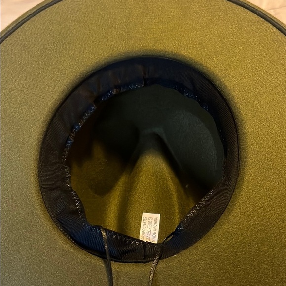 Olive Green Wide Brim Hat with Tan Band - Picture 2 of 3